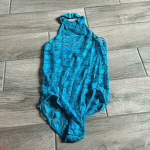 Fredericks of hollyw teal lace bodysuit